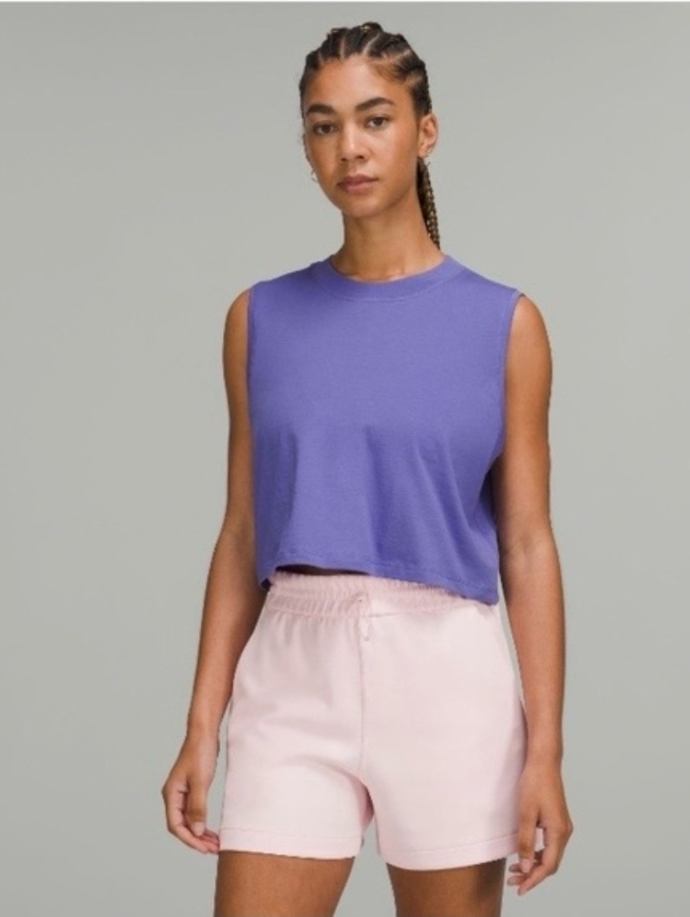 Lululemon Wisteria Purple Mesh Back Cropped Train Tank Size 12